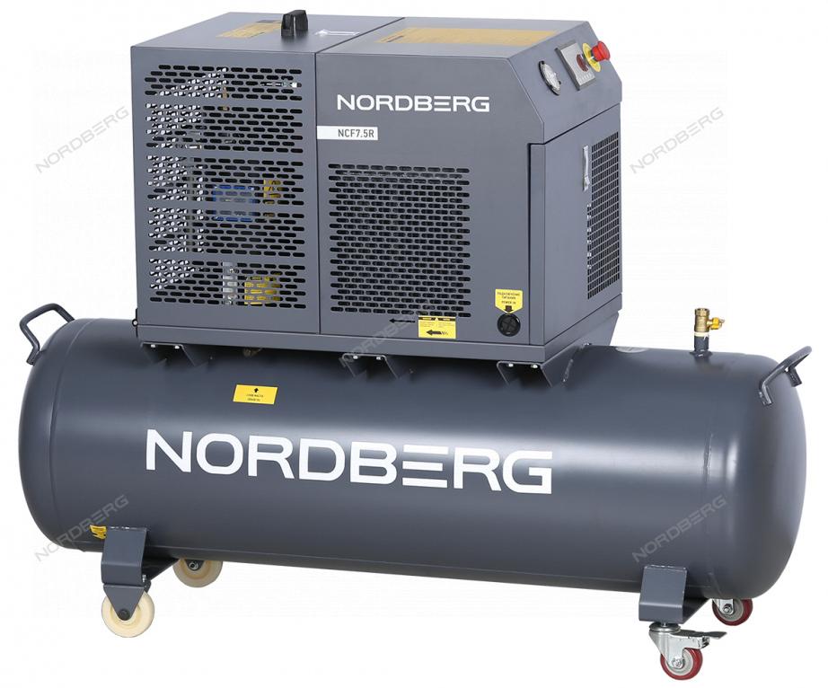 Компрессор винтовой, 5,5 кВт, 10 бар, 660 л/мин, ресивер 230 л, IP54 NORDBERG NCF7,5R