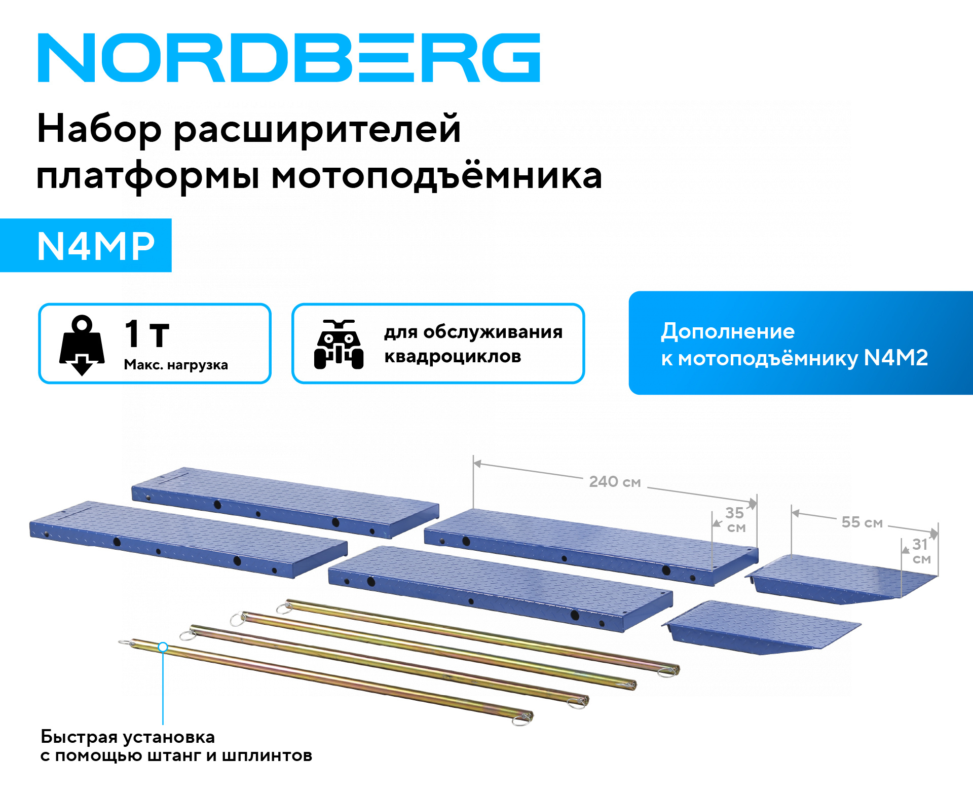 Набор расширителей платформы мотоподъемника N4M2 для квадроциклов N4MP